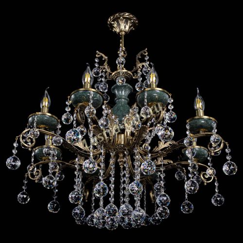 Люстра бронзовая Алфея Малахит №8 шар в Санкт-Петербурге Гусь Хрустальный