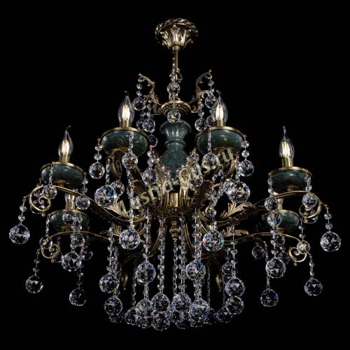 Люстра бронзовая Алфея Малахит №8 шар в Санкт-Петербурге Гусь Хрустальный