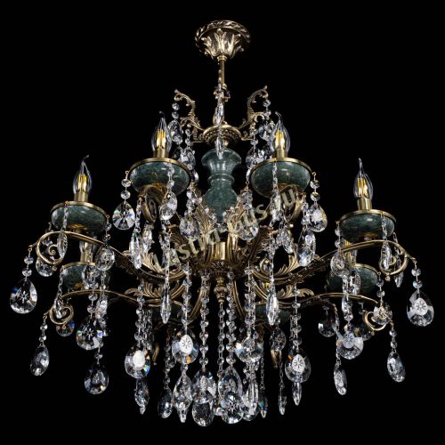 Люстра бронзовая Алфея Малахит №8 звездочка в Санкт-Петербурге Гусь Хрустальный