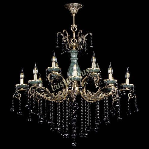 Люстра бронзовая Алфея Малахит №12 шар черная в Санкт-Петербурге Гусь Хрустальный