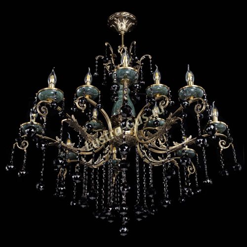 Люстра бронзовая Алфея Малахит №12 шар черная в Санкт-Петербурге Гусь Хрустальный