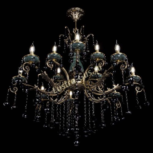 Люстра бронзовая Алфея Малахит №12 шар черная в Санкт-Петербурге Гусь Хрустальный
