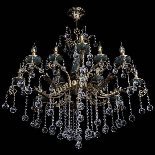 Люстра бронзовая Алфея Малахит №12 шар в Санкт-Петербурге Гусь Хрустальный