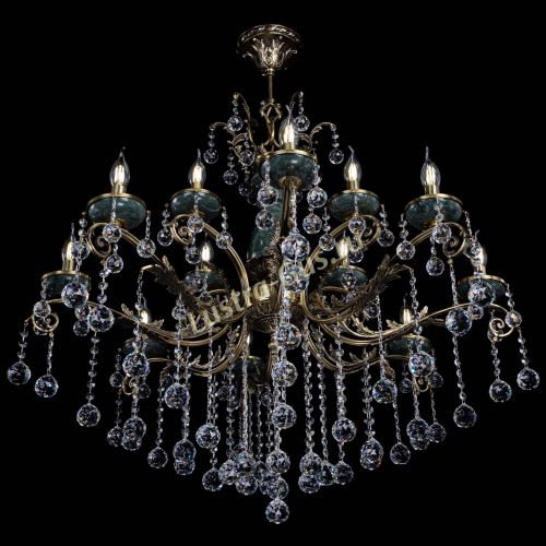 Люстра бронзовая Алфея Малахит №12 шар в Санкт-Петербурге Гусь Хрустальный