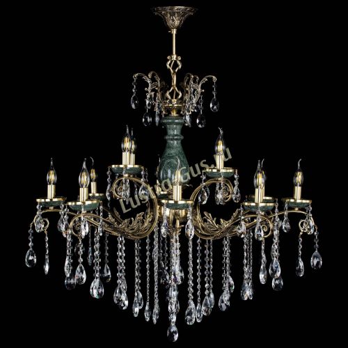 Люстра бронзовая Алфея Малахит №12 журавлик в Санкт-Петербурге Гусь Хрустальный