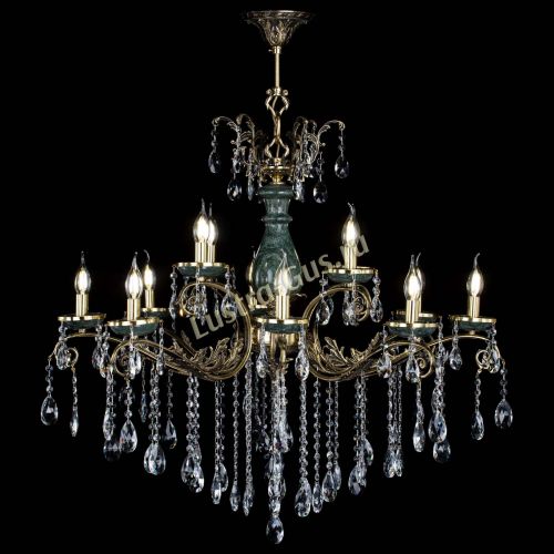 Люстра бронзовая Алфея Малахит №12 журавлик в Санкт-Петербурге Гусь Хрустальный