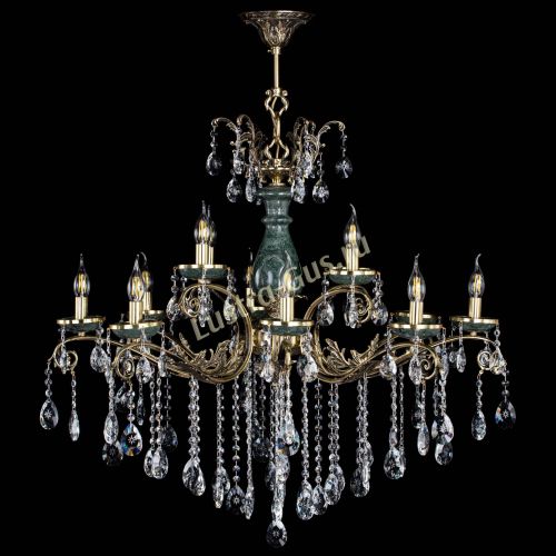 Люстра бронзовая Алфея Малахит №12 звездочка в Санкт-Петербурге Гусь Хрустальный