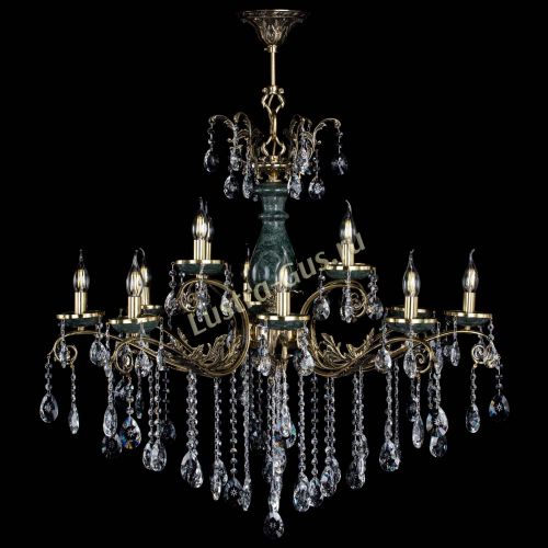 Люстра бронзовая Алфея Малахит №12 звездочка в Санкт-Петербурге Гусь Хрустальный