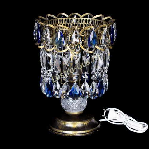 Настольная лампа Астра №1 под бронзу Синяя в Санкт-Петербурге Гусь Хрустальный