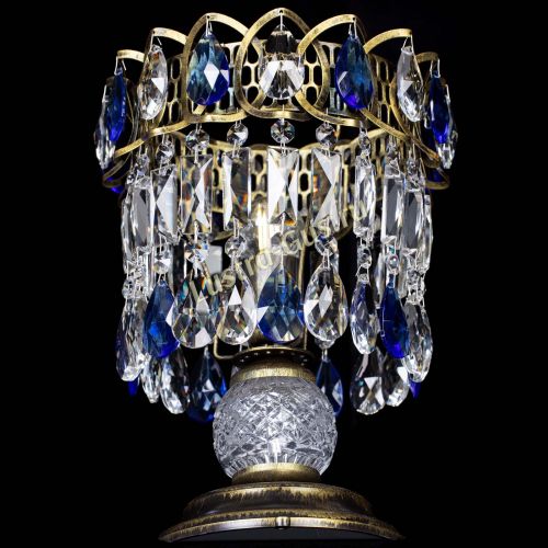 Настольная лампа Астра №1 под бронзу Синяя в Санкт-Петербурге Гусь Хрустальный