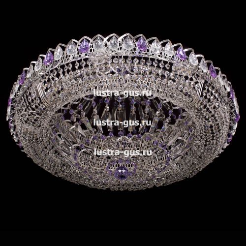 Люстра Кольцо Классика фиолетовая, диаметр 800 мм, цвет серебро Гусь Хрустальный